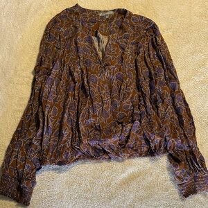 Wit & Wisdom Brown and Purple Floral Blouse